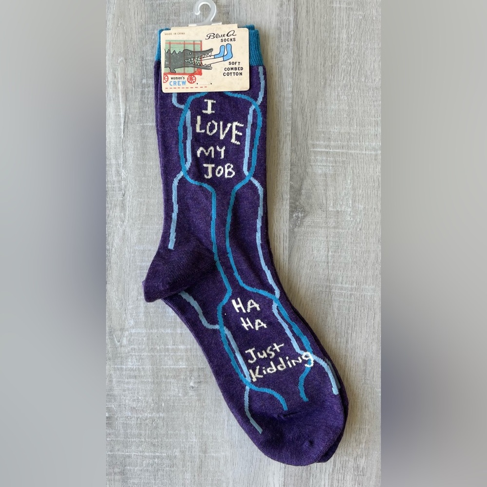 BLUE Q Purple Novelty Socks Size 5-10